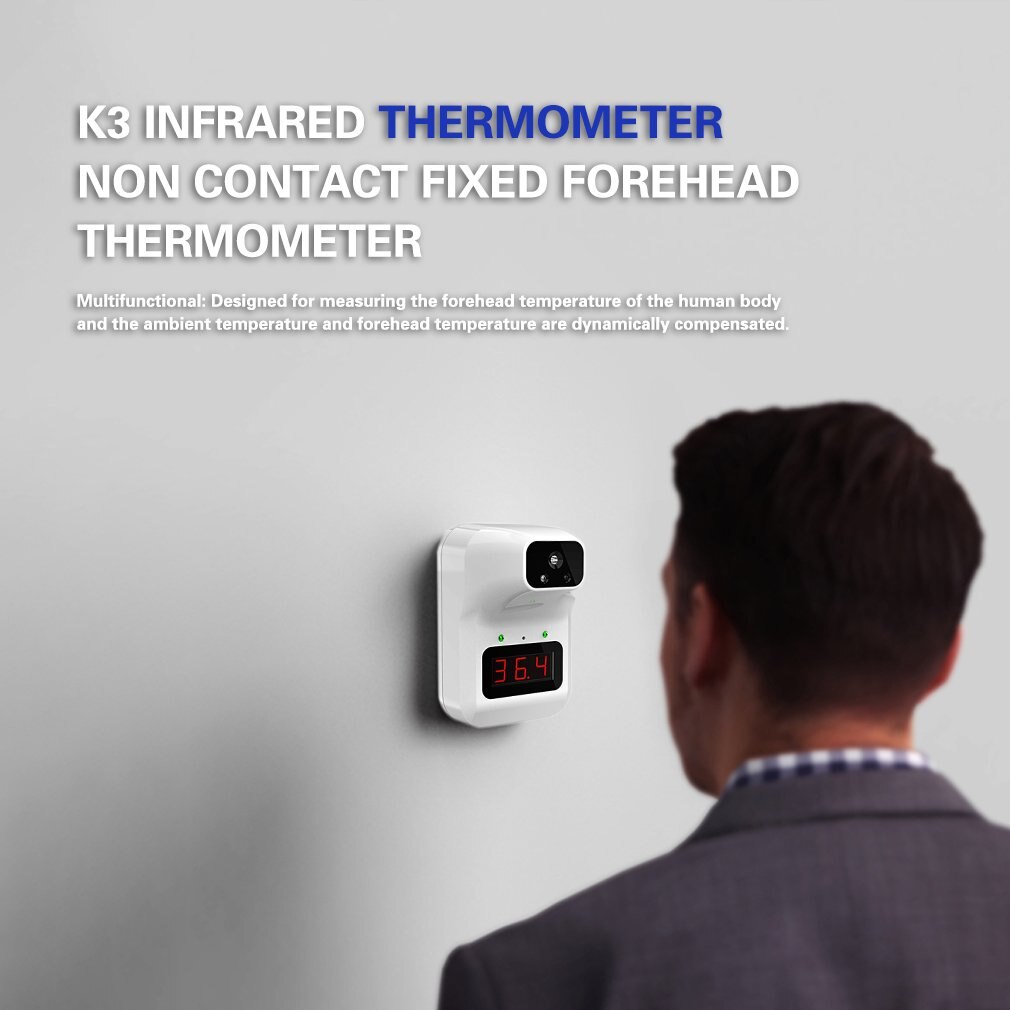 K3 sem contato termômetro digital fixado na parede termômetro infravermelho testa display lcd escola/escritório/metro parede termômetro