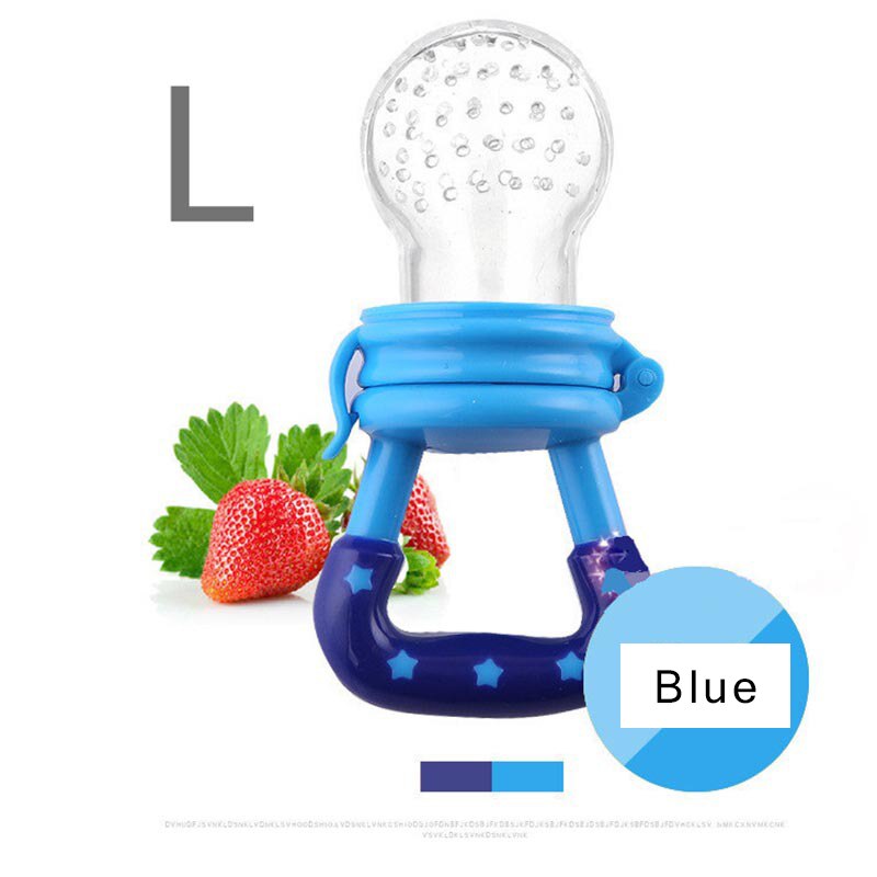 Bpa Gratis Pasgeboren Baby Bijtring Baby Tepel Fruit Food Beet Fopspeen Geboorte Baby Silicone Bijtringen Safe Feeder Bite Voedsel Tool: Blue  L