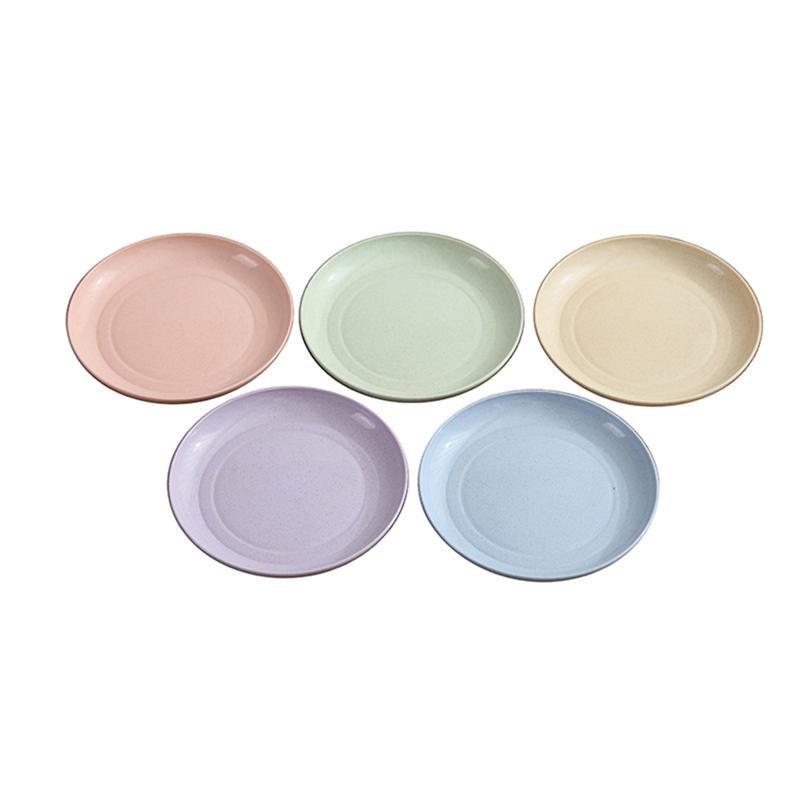 5pcs/set Wheat Straw Plates in Various Color Eco-Friendly Simple Dishes sets plate dish set dinnerware Tableware set