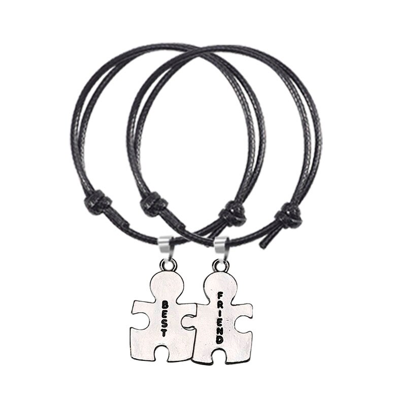 Mode Eenvoudige Beste Vriend Armband Geometrische Puzzel Human Shape Hanger Accessoires Lederen Band Lady Vriendschap Sieraden: SL203-A