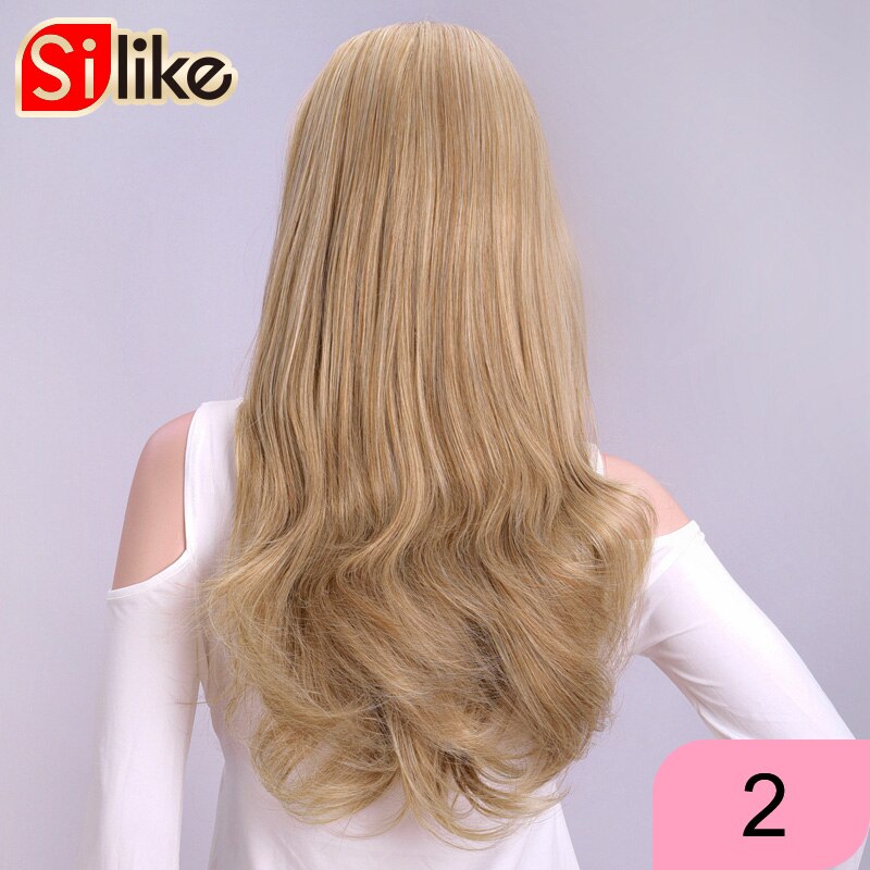 Silike Synthetische 3/4 Halb Perücken 24 Zoll Lange blond Wellenförmige Perücke Mit Clip in Haar Verlängerung 16 Farbe 210g für Schwarz Weiß Frauen: #2
