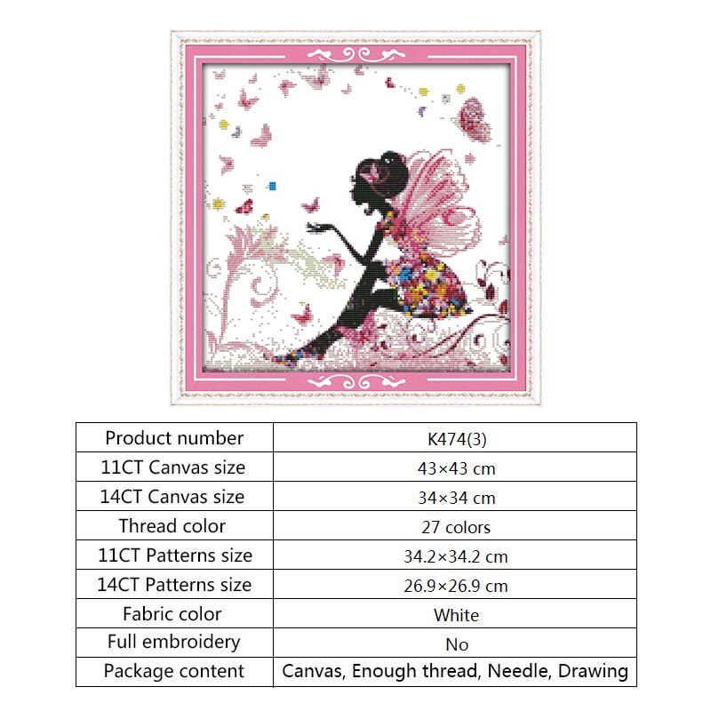 Flower Fairy Cross-stitch Patterns 14ct Printed on Canvas Counted Embroidery Kit Aida Fabric DMC DIY Needlework Kits Home Decor: Crossstitch K474(3) / 11ct Printed Canvas