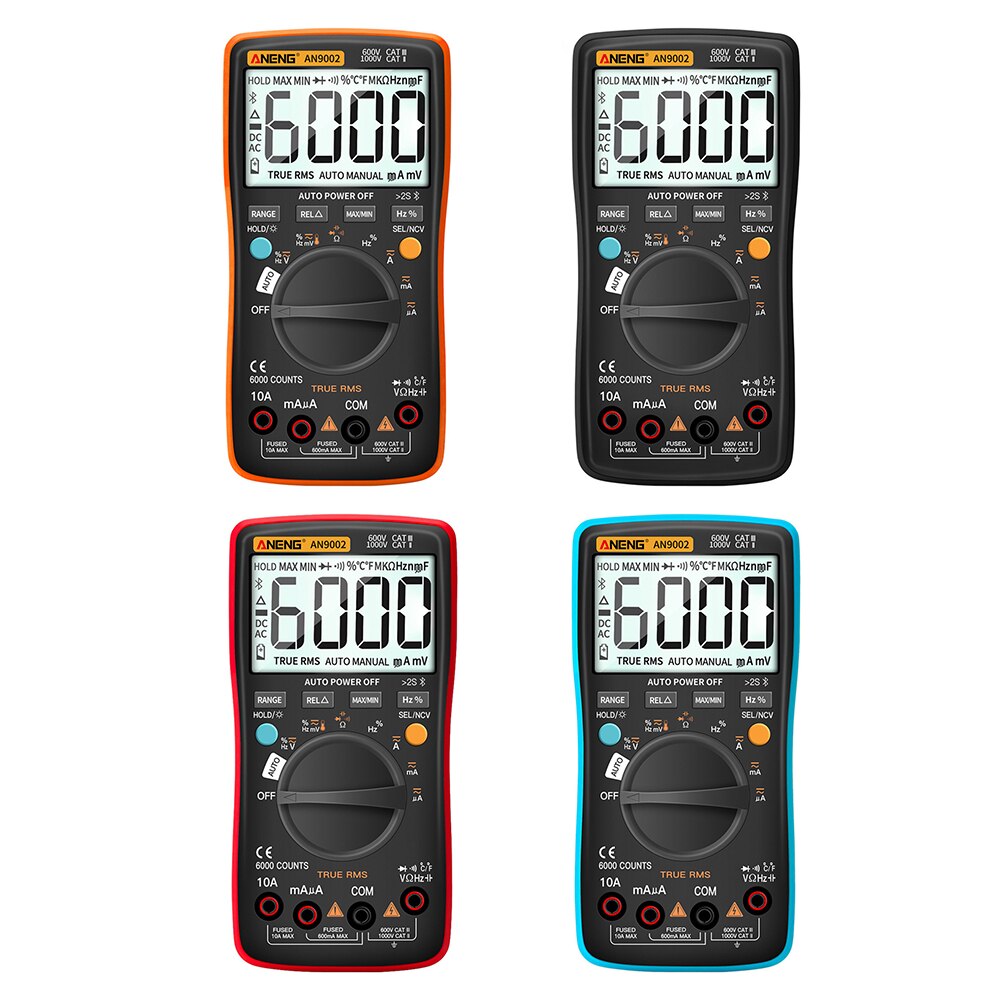 Multímetro Digital inalámbrico por Bluetooth, medidor de voltímetro de rango portátil eléctrico de resistencia automática/Manual RMS