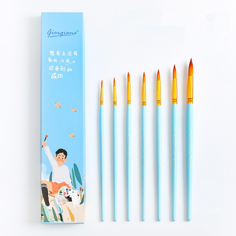 7pcs Giorgione Watercolor Paint Brush Set Multi-Shape Paint Brush For Gouache/Acrylic/Oil Painting Children Drawing Art Supplies: 2