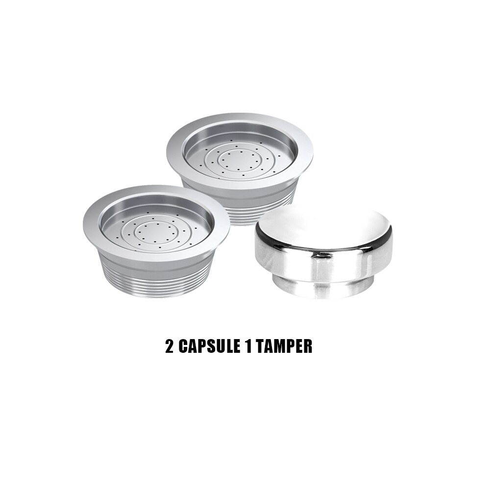 Refillable Coffee Capsule Pod Stainless Steel Espresso Coffee Filters Compatible For LAVAZZA A MODO MIO Machine: 2 Caps 1 Tamper