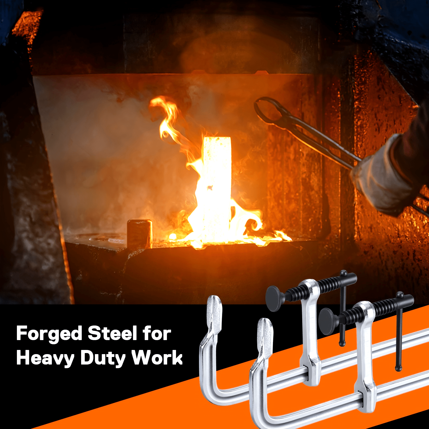 Staafklemmen, 12 inch lichte, gesmeed stalen staafklemmen voor houtbewerking en lassen, houtbewerkingsklem 2-pack