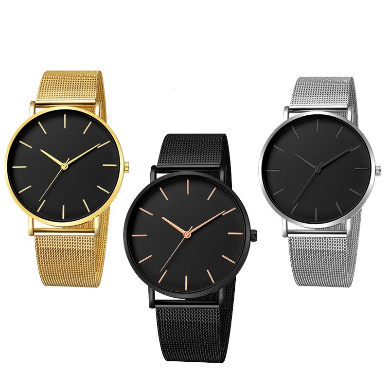 Men Watch Quartz Casual Watches Simple Metal Hour Reloj Quartz Watch Montre Mesh Stainless Steel erkek kol saati masculino clock: C L I