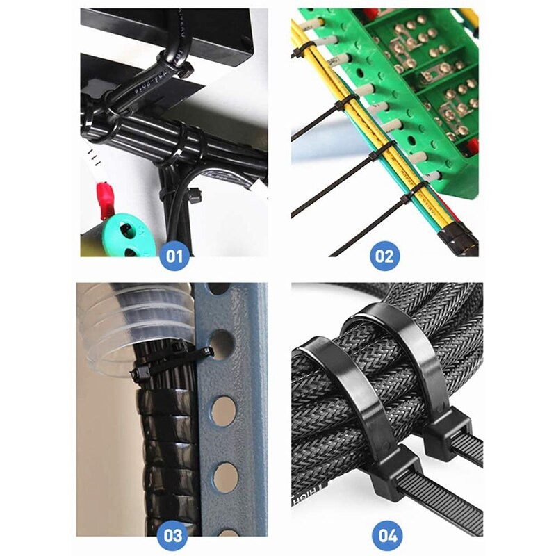 150/200 / 300X3.6Mm Hose Clamp, Cable Tie, Premium Nylon Cable Tie, Practical and Durable, Black