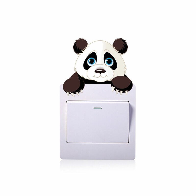 Cartoon Leuke Olifant Kitten Panda Socket Schakelaar Pvc Muur Sticker Decals Voor Home Decor Mooie Animal Stickers Verwijderbare