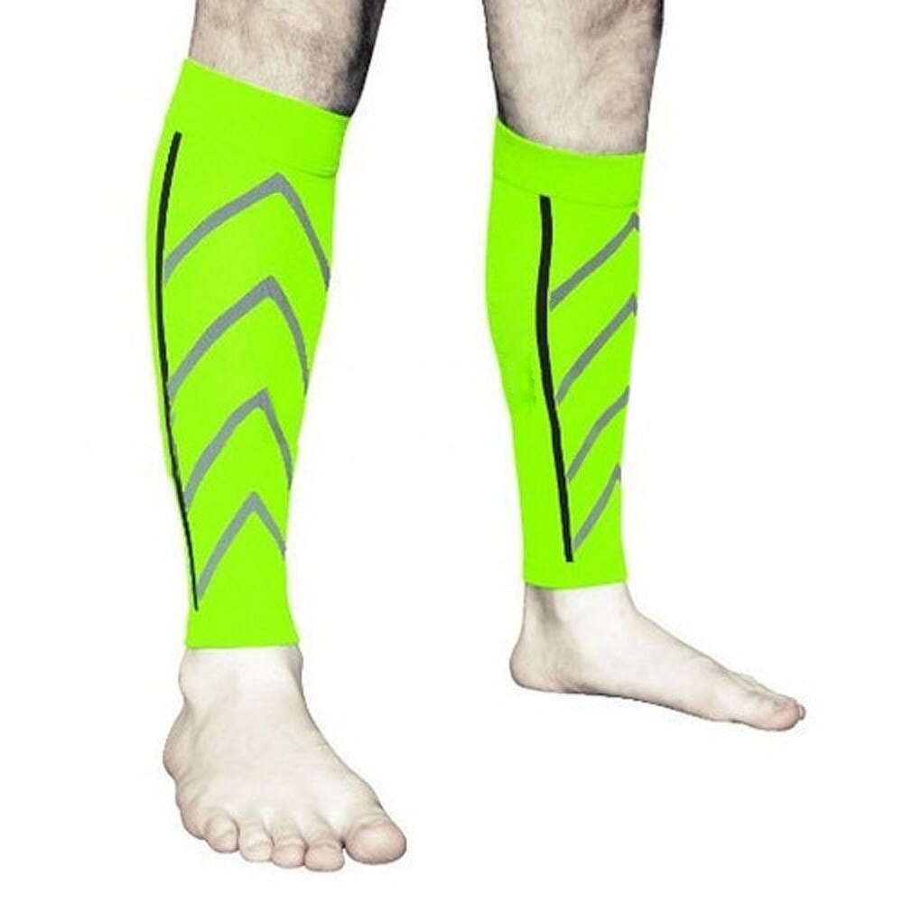 Par kalvstøtte gradueret kompression ben ærme sports sokker udendørs træning ben ærmer sportsbeskyttelsesprodukter  #w1: Grøn
