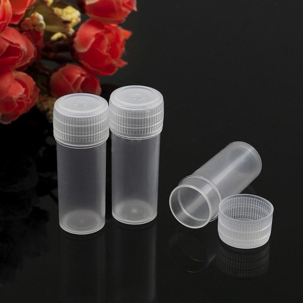 White 50Pcs 5g Volume Plastic Sample Bottle 5ML Small Vial Storage Contain