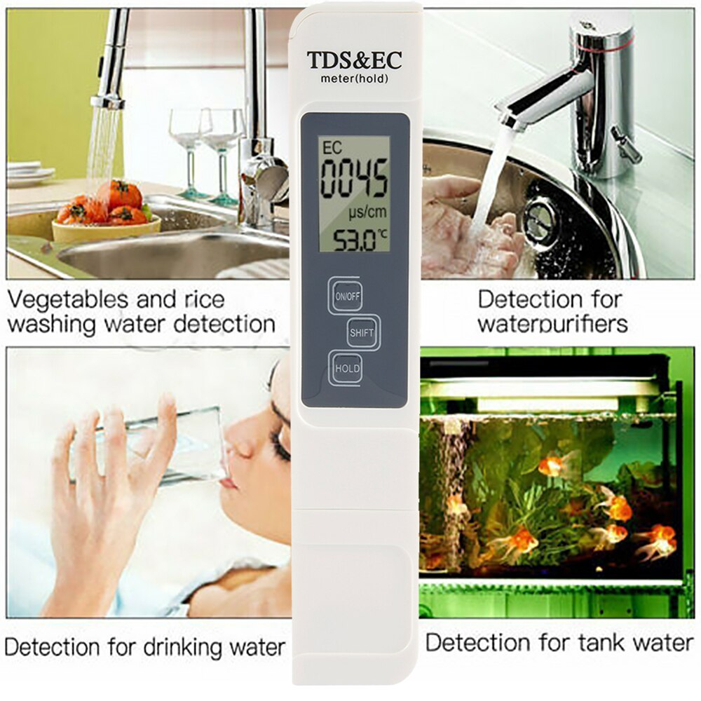 Digital ph tds ec meter tester temperatur pen lcd indikator vand tester detektion ph kalibrering til akvarie pool monitor