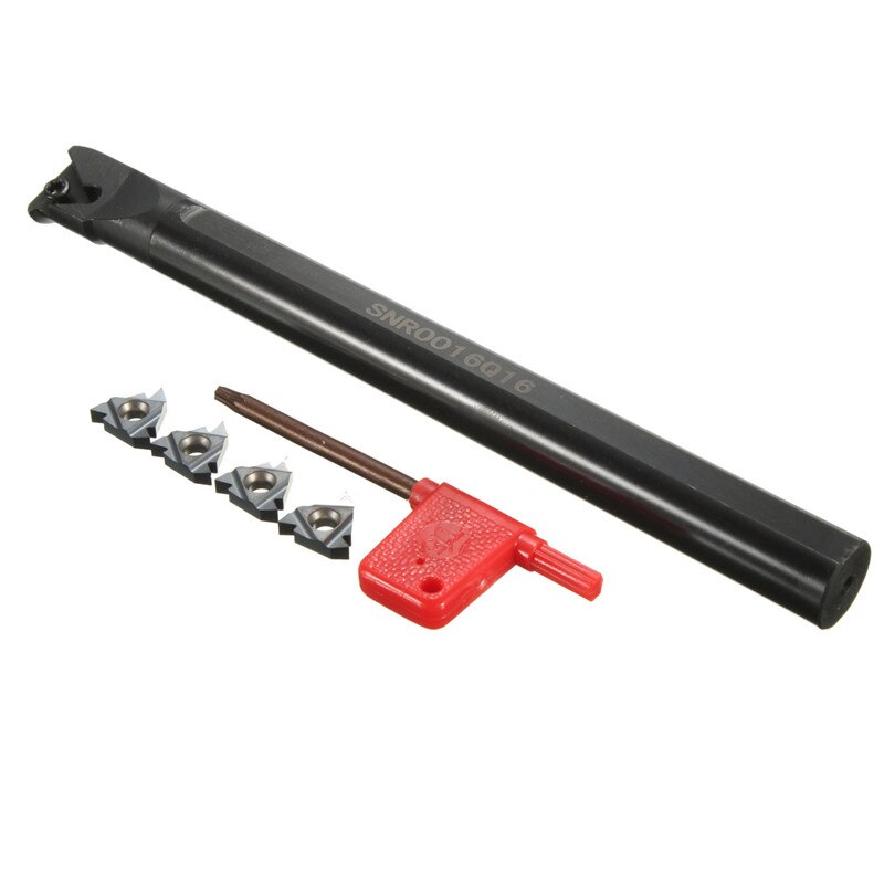 Snr0016Q16 16X180Mm Lathe Turning Tool Holder with 4Pcs 16Ir Ag60 Inserts Boring Bar Internal Threading Cutting Tool