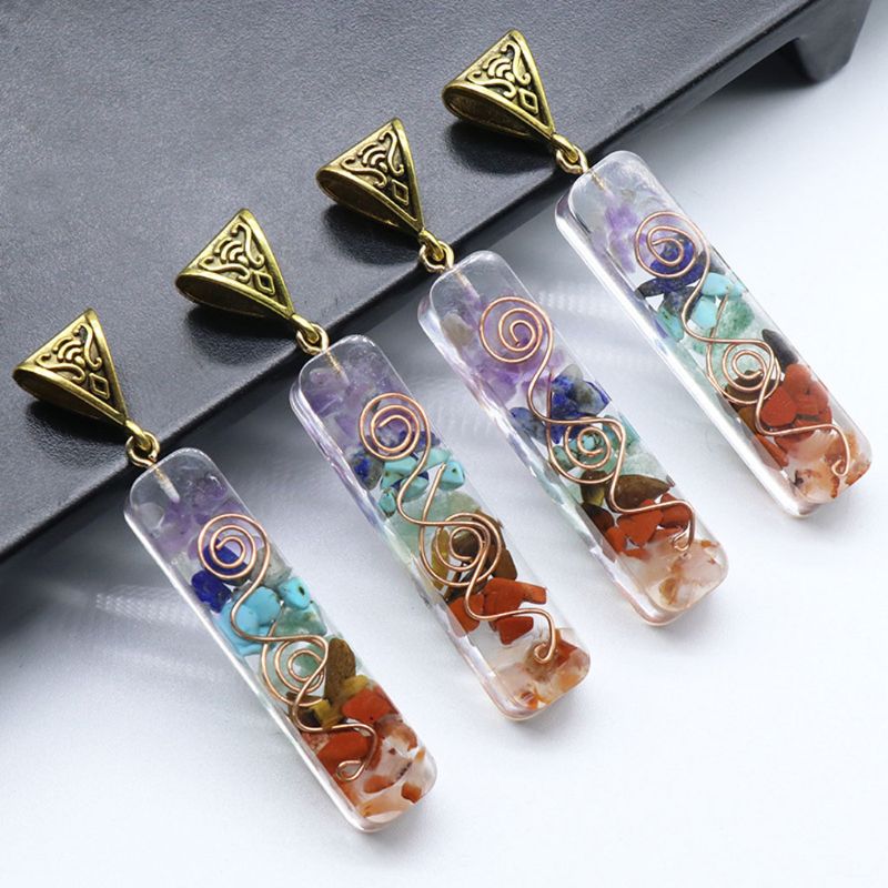 Merkaba 7 Chakra Pietre di Cristallo Orgone Ciondolo Generatore di Energia Accumulatore Orgonite Esagonale Chakra Del Pendente Della Collana Unisex