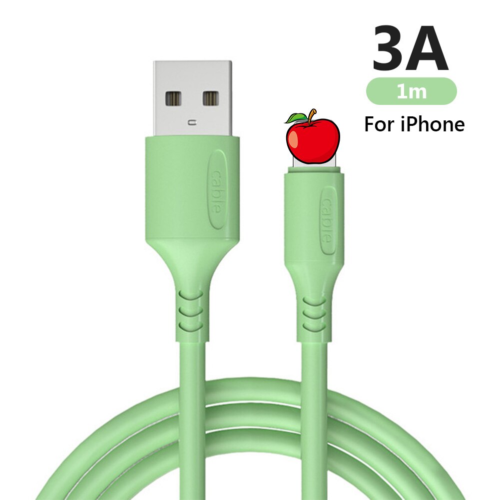 1m 3A USB Typ-C Android Mikro Flüssigkeit Silikon Schnelle Ladekabel Daten synchronisieren Für IPhone Samsung Huawei ehre Xiaomi Redmi: For iPhone grün