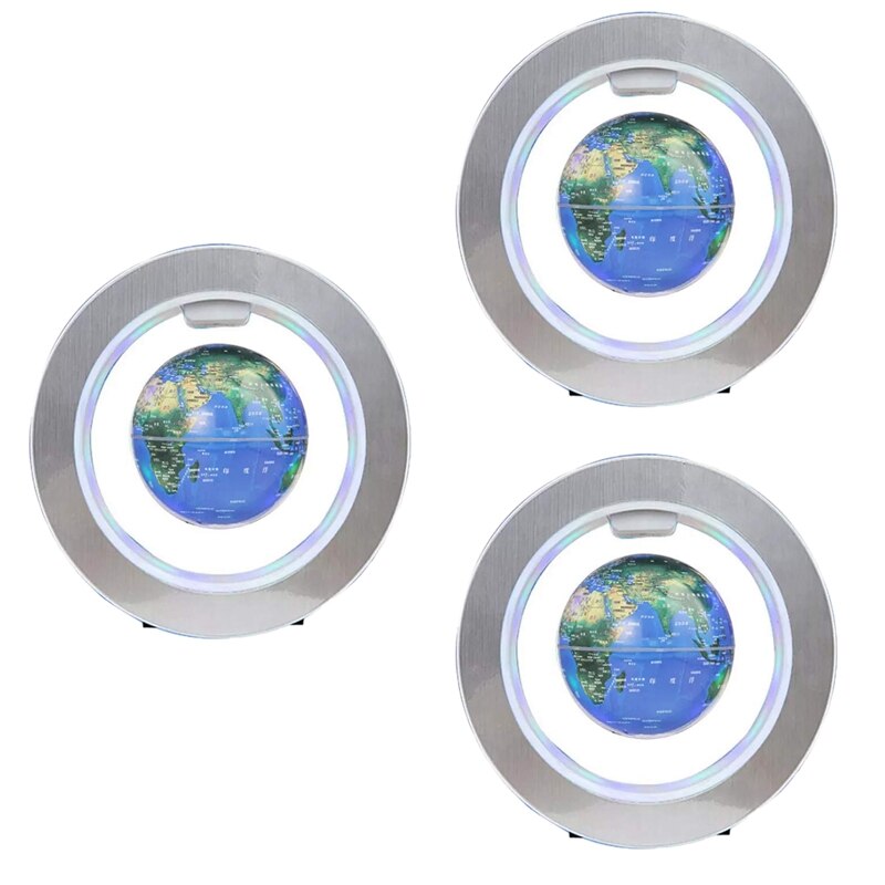 4Inch Magnetische Levitatie Globe Ronde Frame Globe Roterende Magnetische Bal Air World Map Voor Kantoor Set Off