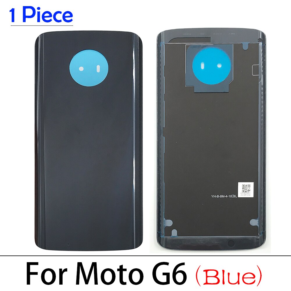 1 sztuk tylna szyba tylna pokrywa dla Moto One / G6 G7 G8 Plus / G7 moc/jeden makro baterii drzwi obudowa baterii tylna pokrywa klej: G6 blue