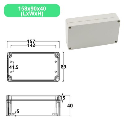 Economy F Series DIY Outdoor Monitoring power box Electrical Enclosure Case ABS Plastic Waterproof Sealed Junction Wire Box: 158X90X40mm(LxWxH)
