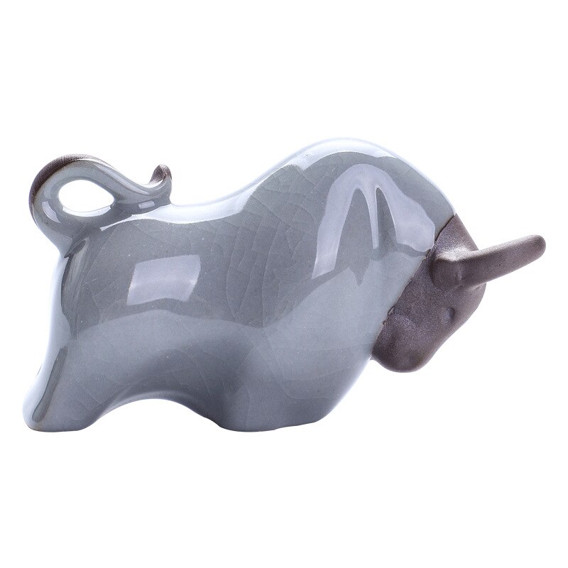 Calf ceramic tea pet ornaments, tea play Ru porcelain can be opened, tea set Kung Fu accessories