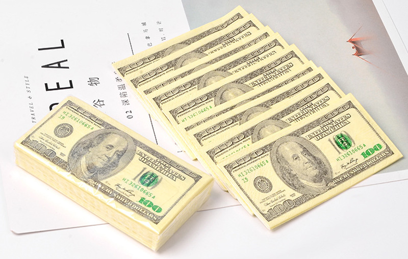 8 paket/los Neue Gedruckt Dollar Papier Handtuch Gewebe Tragbare Modische Gesichts Gewebe