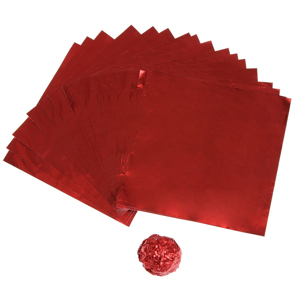 100 Stks/set Aluminiumfolie Snoep Pakket Papier Chocolate Candy Diy Pakket Papier Kunst Ambachten Papier 10X10cm E5M1: Rood