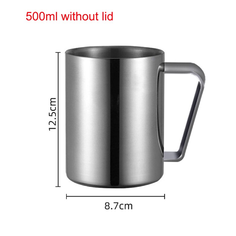 Double Wall Stainless Steel Coffee Mug Portable Cup Travel Tumbler Coffee Jug Milk Tea Cups Double Office Water Mugs: 500ml without lid