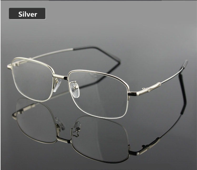 Gafas de titanio con memoria UVLAIK, montura de media aleación, montura de gafas ópticas para hombres y mujeres, monturas Retro de media montura, marcos de prescripción: SILVER