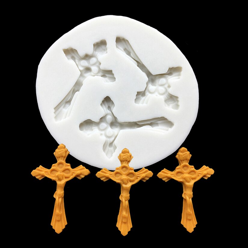 Molde de silicona con forma de cruz, herramientas de decoración de pasteles, Fondant