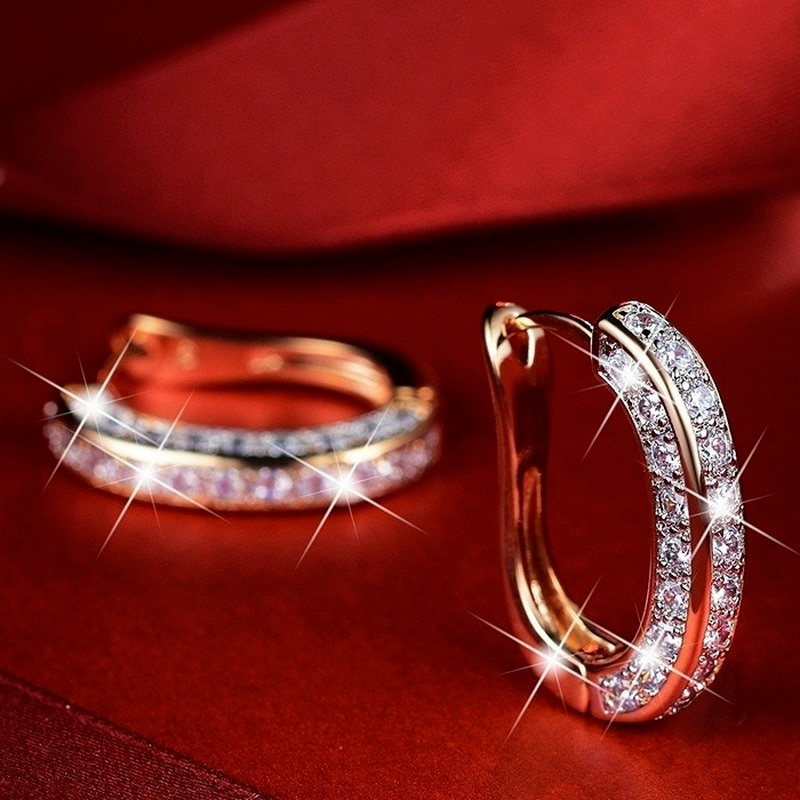 Moda de luxo zircon brincos redondos geométricos brincos de argola de ouro jóias brincos de orelha para o presente de aniversário de casamento de luxo feminino
