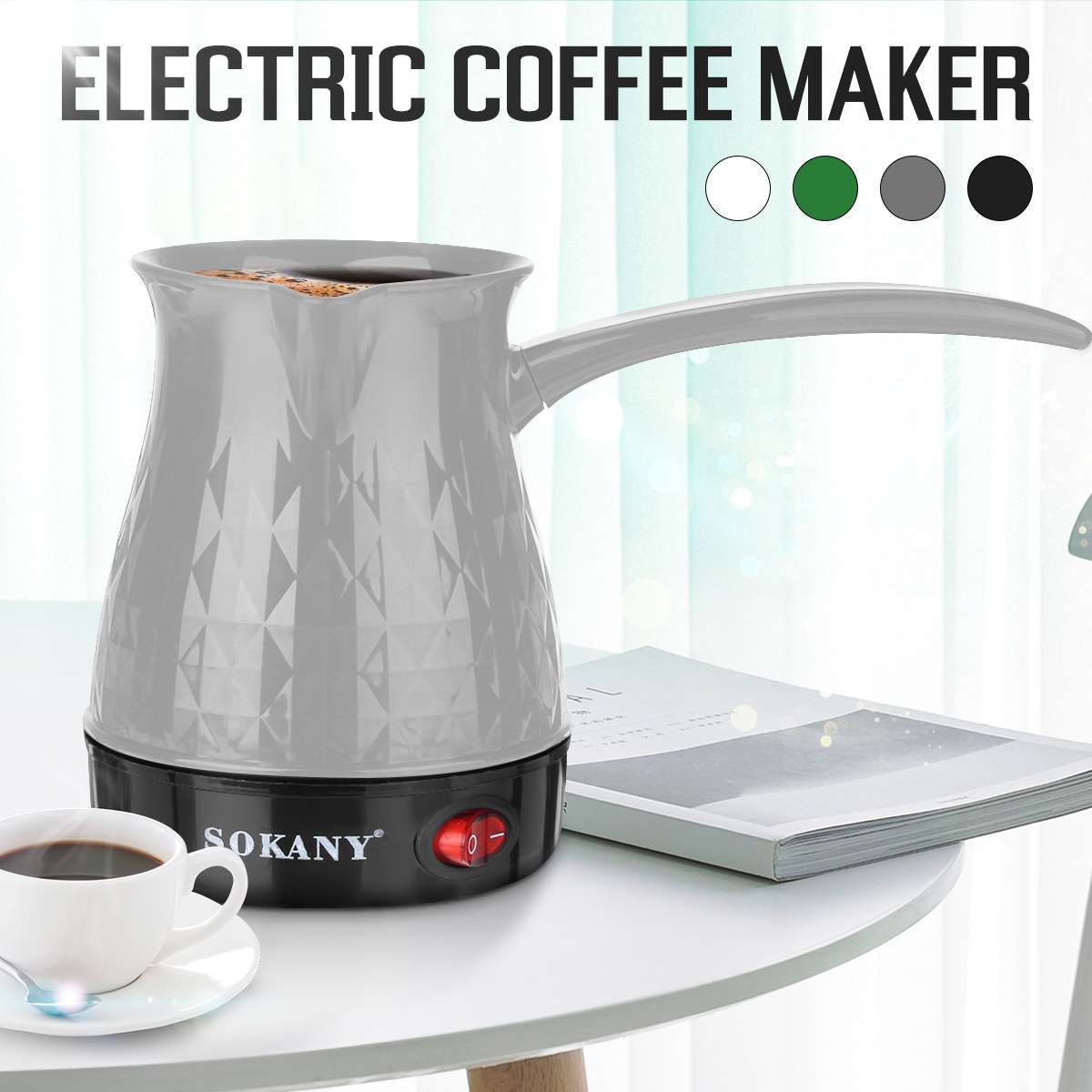 Cafetière électrique Portable 500W, 500ml, en acier inoxydable, appareil à expresso italien séparé, grec et turc