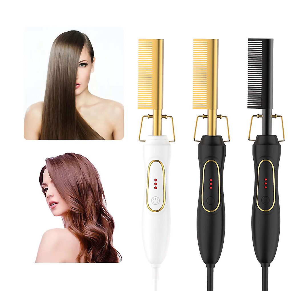 Multifunction Hair Straightener Flat Irons Wet Dry Use Brush Comb Heating Hair Straight Styler Curling Iron Hair Curler Comb
