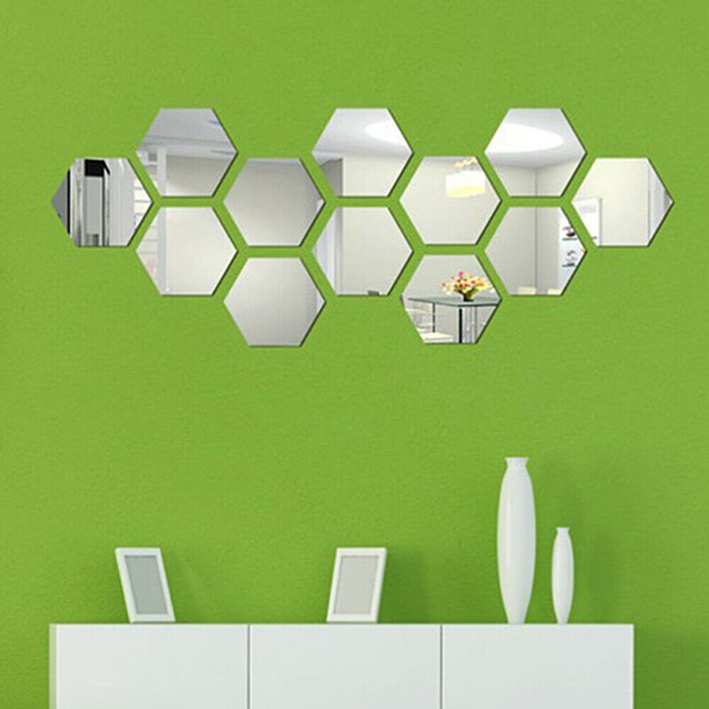 12/24 pièces 3D miroir Stickers muraux hexagone décor à la maison miroir autocollants Art mur décoration autocollants amovible salon décalcomanie