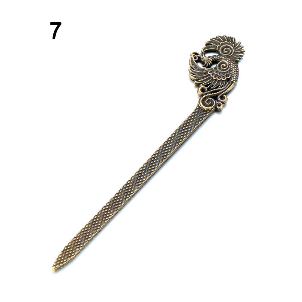 Vintage bronse hårspenne retro metallisk metall hårstift kvinner jenter hår styling verktøy hår gaffel buet hårnål: 7