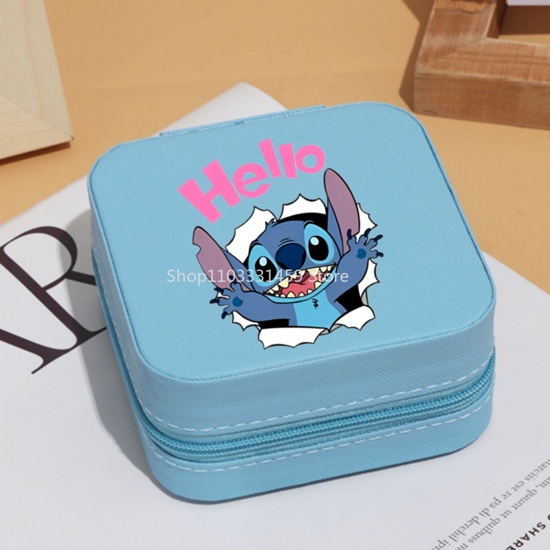 Stitch Draagbare Mini Sieraden Opbergdoos Reisorganisator Sieraden Case Sieraden Organizer Display Opslag Oorbellen Houder Case: green