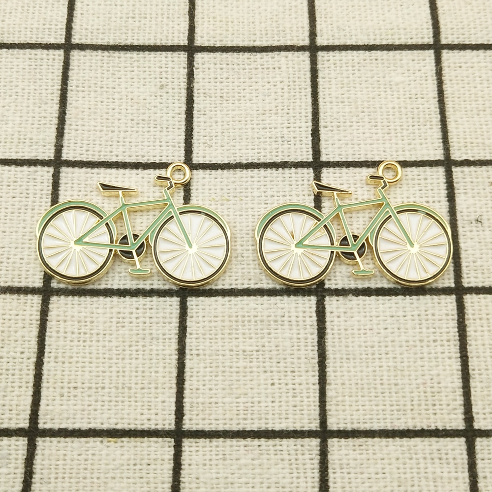 10pcs enamel bicycle charm jewelry accessories earring pendant bracelet necklace charms zinc alloy diy finding 16x29mm