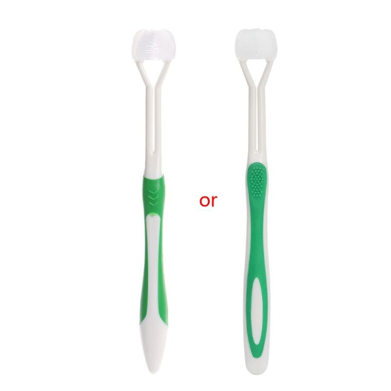 1x 3 Sided Toothbrush Ultrafine Soft Bristle Adult Tooth Brush For Health Teeth: Green