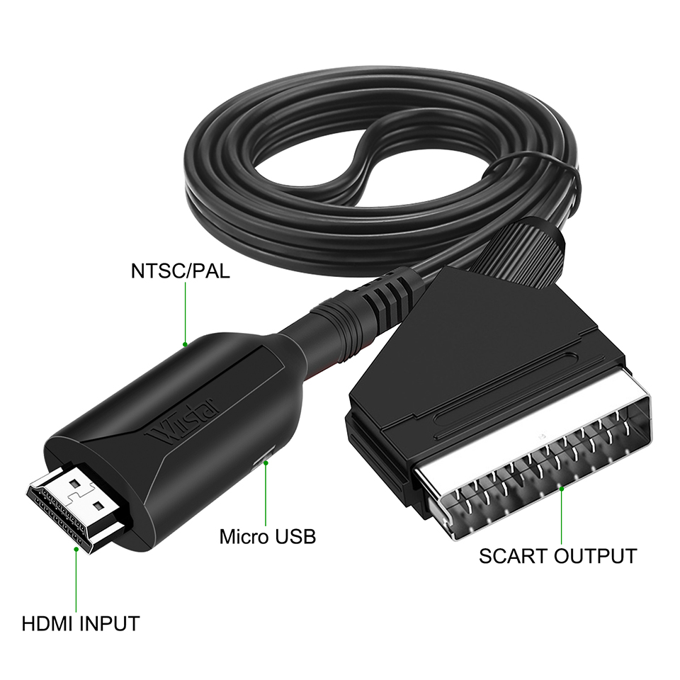 HDMI-kompatibel zu SCART Kabel Konverter HDMI in Scart Out Video Audio Konverter Adapter für HDTV DVD