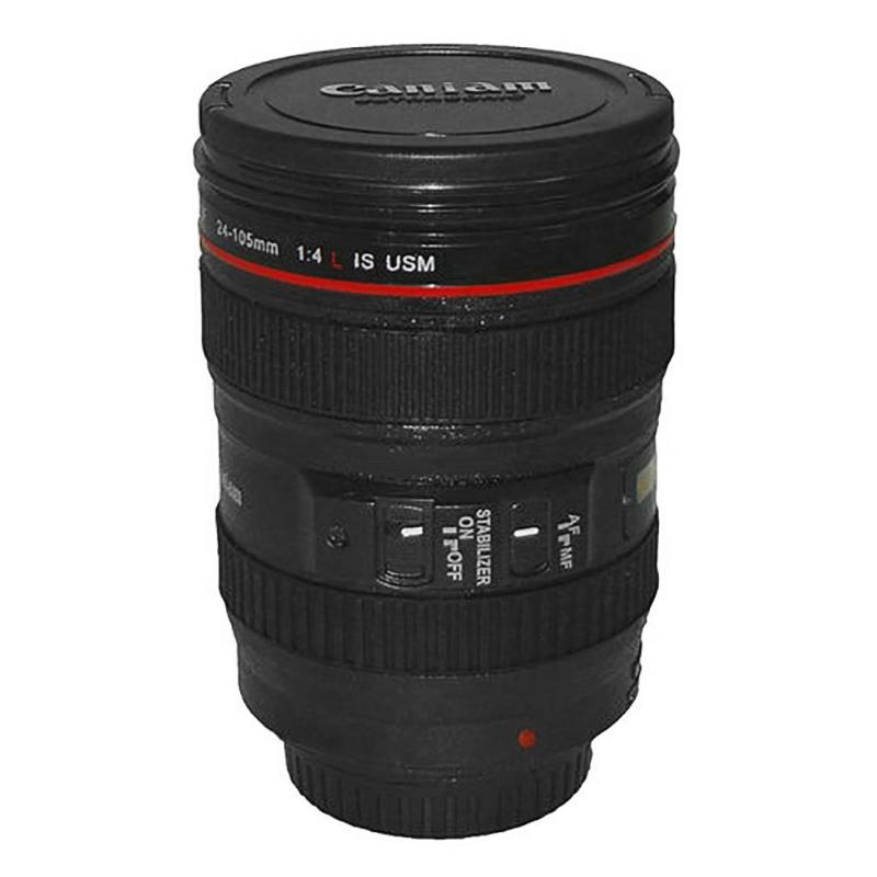 350mL caméra tasse à café lentille forme café thé tasse avec couvercle en acier inoxydable vide flacons isolation thermique tasse: 2