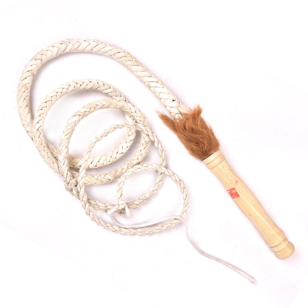 Wushu – fouet doux en cuir de vache et mouton, fait à la main, avec anneau blanc et noir