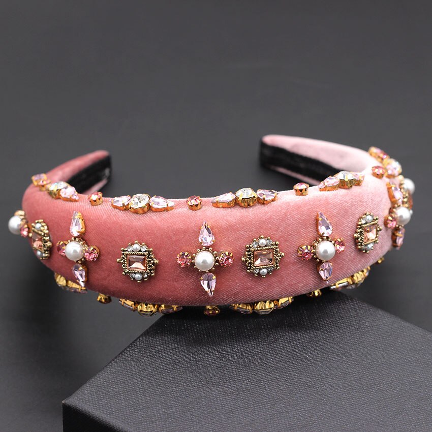 Exaggerated personality headband Baroque luxury heavy work exaggerated wild temperament headband rhinestone pearl headband 847: 1