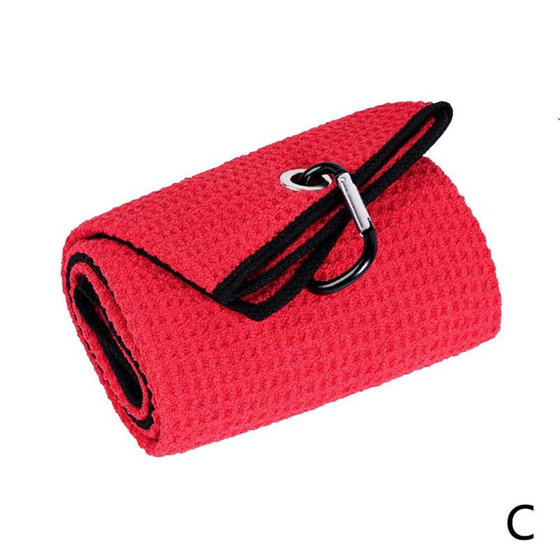Golf Towel Waffle Pattern Cotton With Carabiner Cleaning Towels Cleans Hook Balls Microfiber Clubs Hands B0F2: red