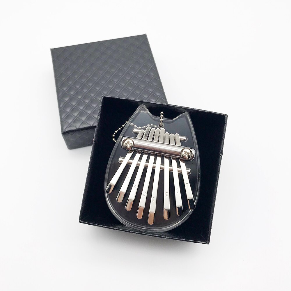 8 Key Mini Kalimba Acrylic Clear Thumb Piano Keyboard Musical Instrument for Beginner Kids Girlfriend Travel Entertainment: Cat