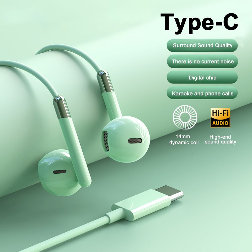 Tipo C Cuffie cablate HiFi Stereo Surround Sound Auricolari da 3,5 mm USB C Cuffie musicali per Samsung Galaxy S24 S23 S22 iPhone 16: Marrone