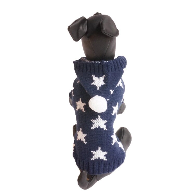 Stjerne hundetøj efterår og vinter varm frakke bamse puddel firbenet hund sweater kæledyr frakke jakker jule halloween kostumer: Blå / Xs