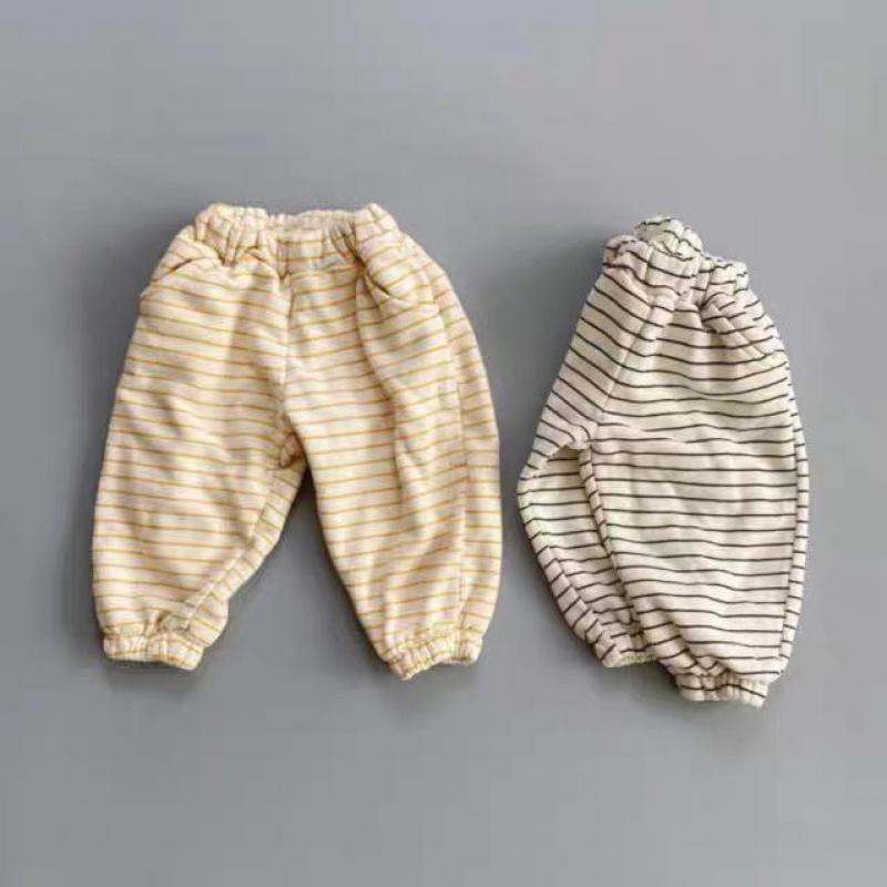 Winter Baby Gestreepte Casual Broek Plus Fluwelen Dikker Kleding Zuigelingsjongen Warme Broek Katoenen Baby Meisje Harembroek