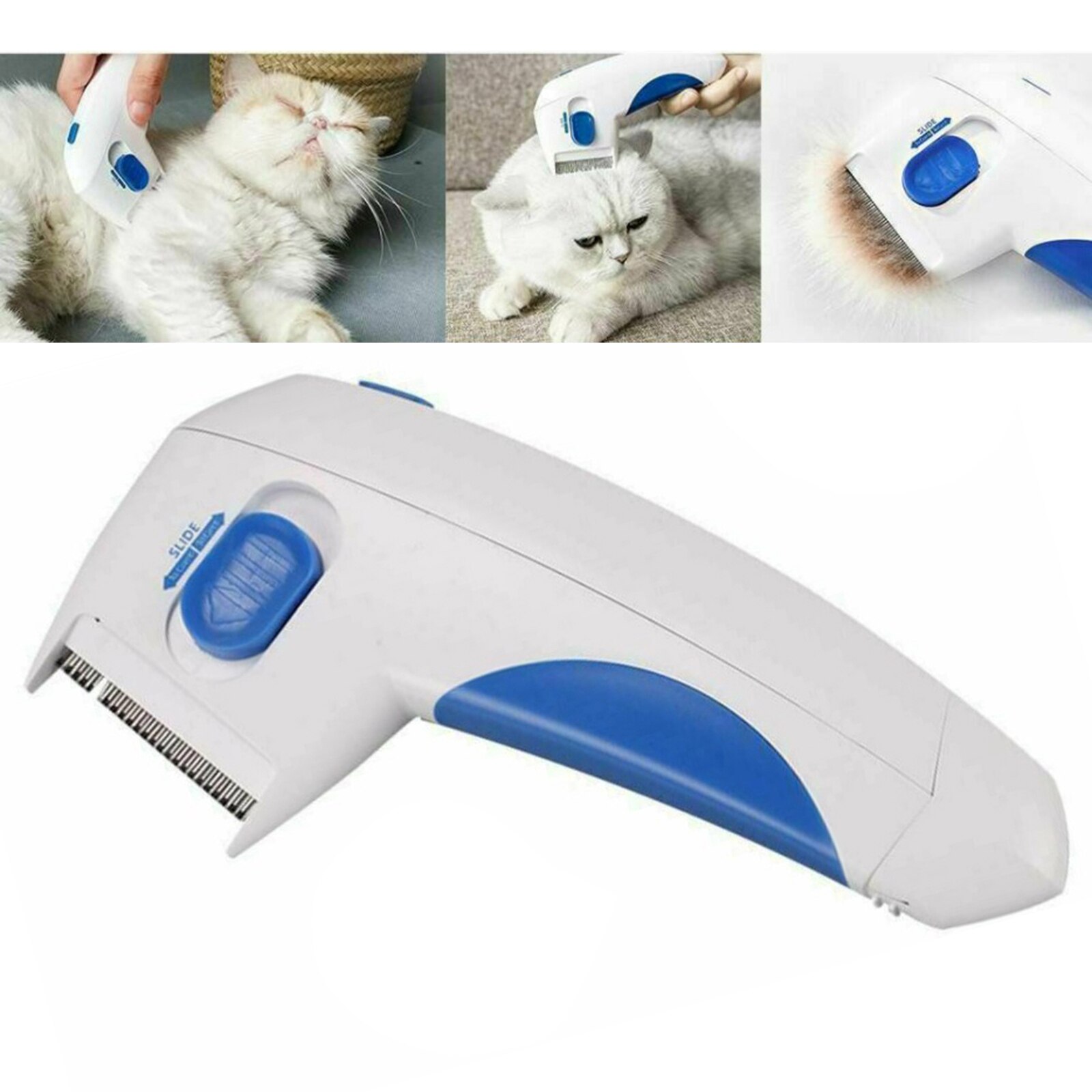 Elektrisk loppekam til hunde og katte kæledyrsbørste batteridrevet