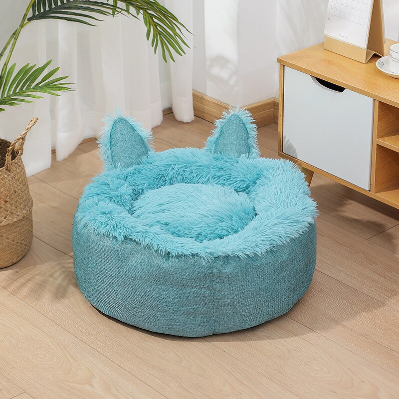 HOOPET Pet Cat Bed Lamb Cashmere Pet Dog Cat House Kennel Puppy Mat Winter Warm Soft Cat Nest Sofa Cushion Kittens Puppies Cat: blue / 40cm
