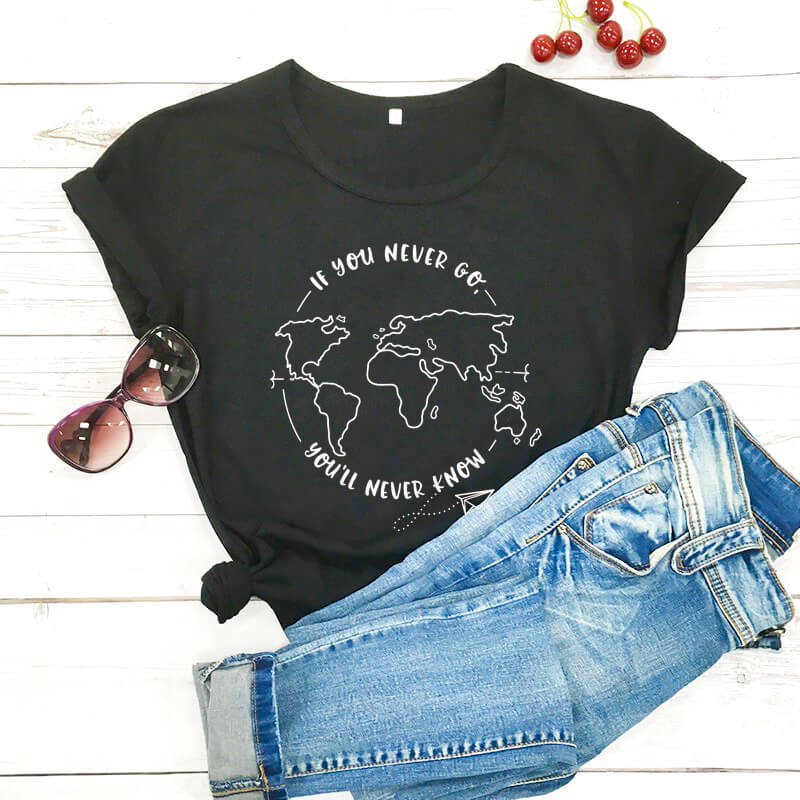 Wenn Sie Nie Gehen Sie'll Nie Wissen Neue Sommer 100% Baumwolle Lustige T Hemd Hemd Reise Hemden Vacay Hemd: XXL / Schwarz