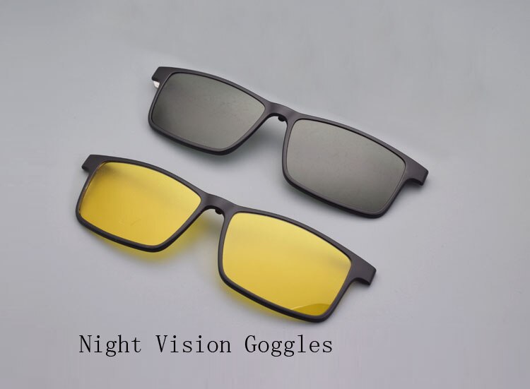 Halv ramme briller mænd med spænde polariserende solbriller magnet rustfrit stål nattesyn beskyttelsesbriller køre recept: Nattesyn sort
