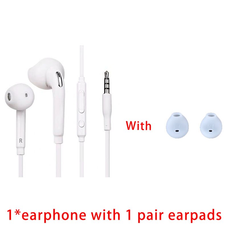 Wit Bedrade Headset In-Ear Oortelefoon Met Microfoon Voor Samsung Galaxy S6 3.5Mm Jack Hoofdtelefoon Voor Mobiele Telefoon: White